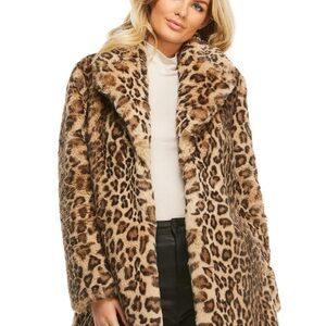 Fabulous Furs XL Leopard Faux Fur Le Mink Jacket